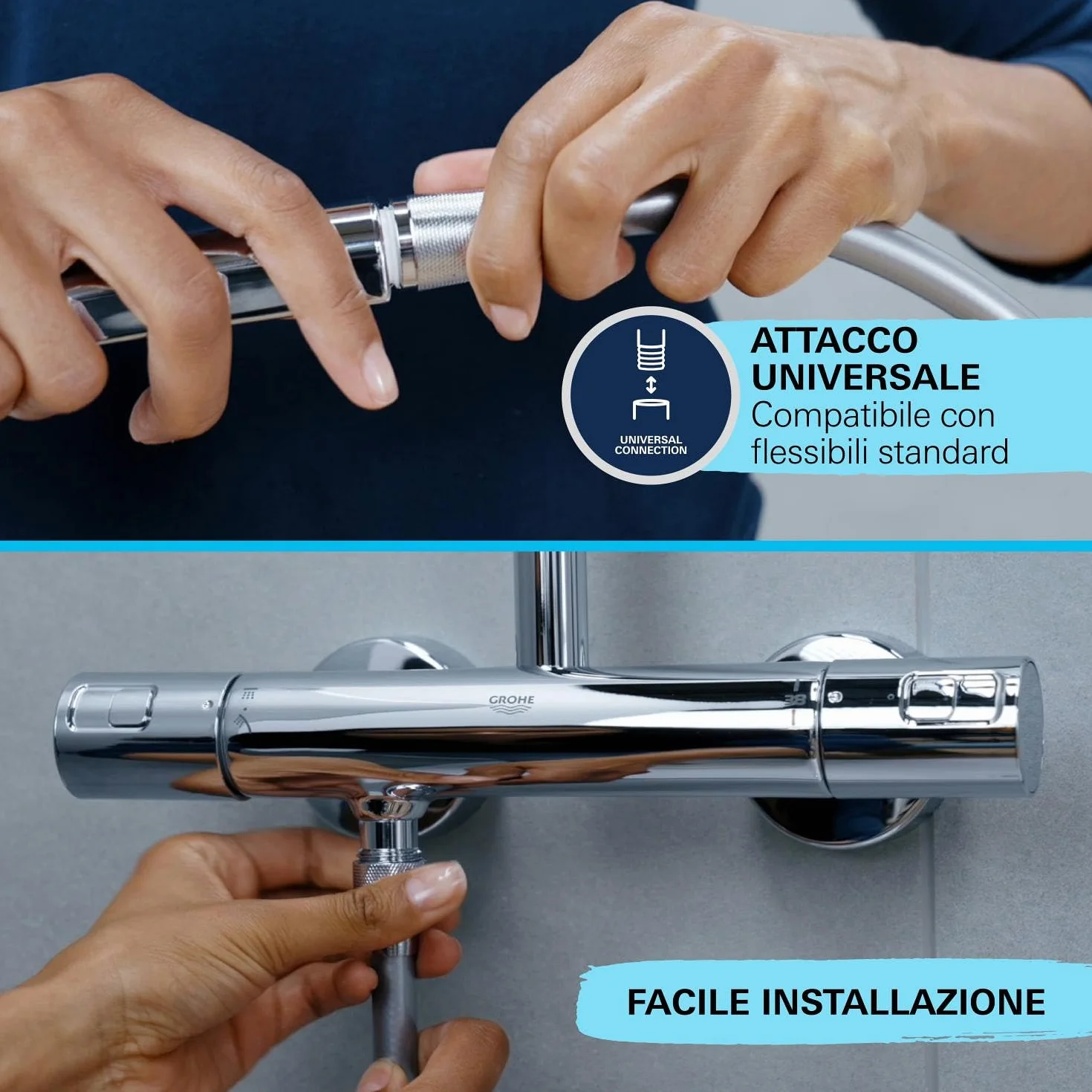 GROHE QUICKFIX VitalioFlex Comfort, Flessibile doccia, 2000mm, In metallo, 27173002