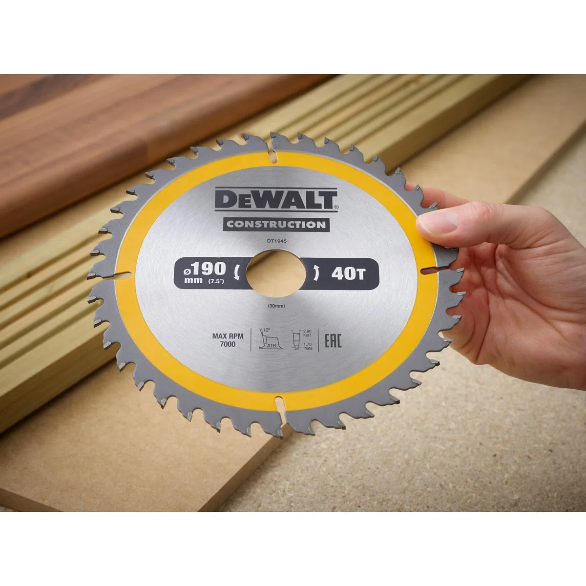 DEWALT DT1945-QZ Lama Circolare per Seghe Portatili Edilizia, 190 x 30 mm, 40 Denti