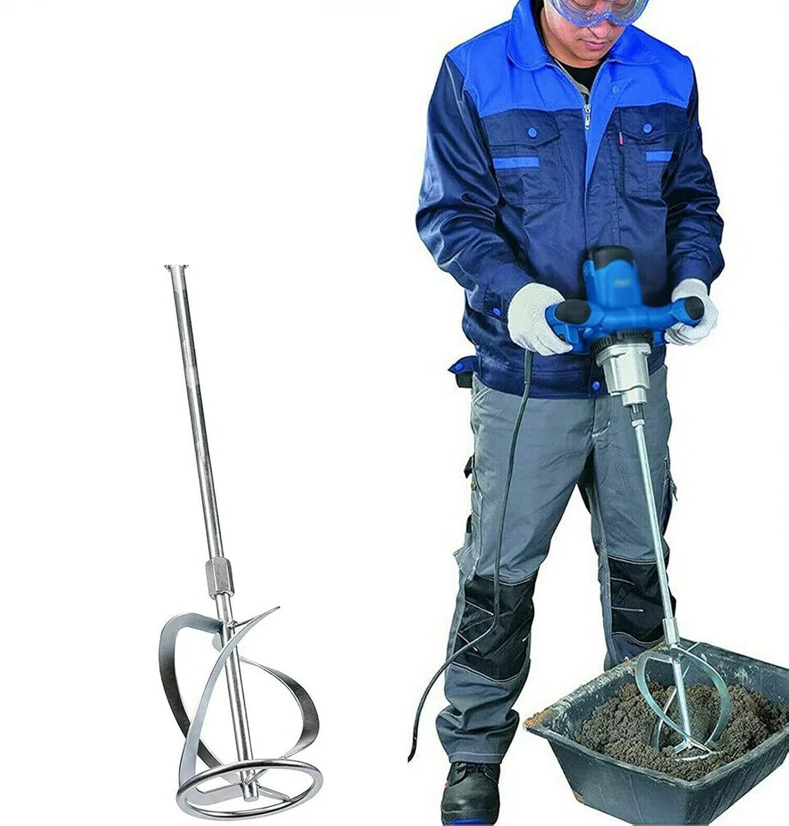 Miscelatore a Elica per Trapani - Frusta Mescolatore Vernici Malta Cemento Colla Resine Calce Stucco 120X600 mm ATTACCO M14X2 - Attrezzatura Professionale Lavori Edili