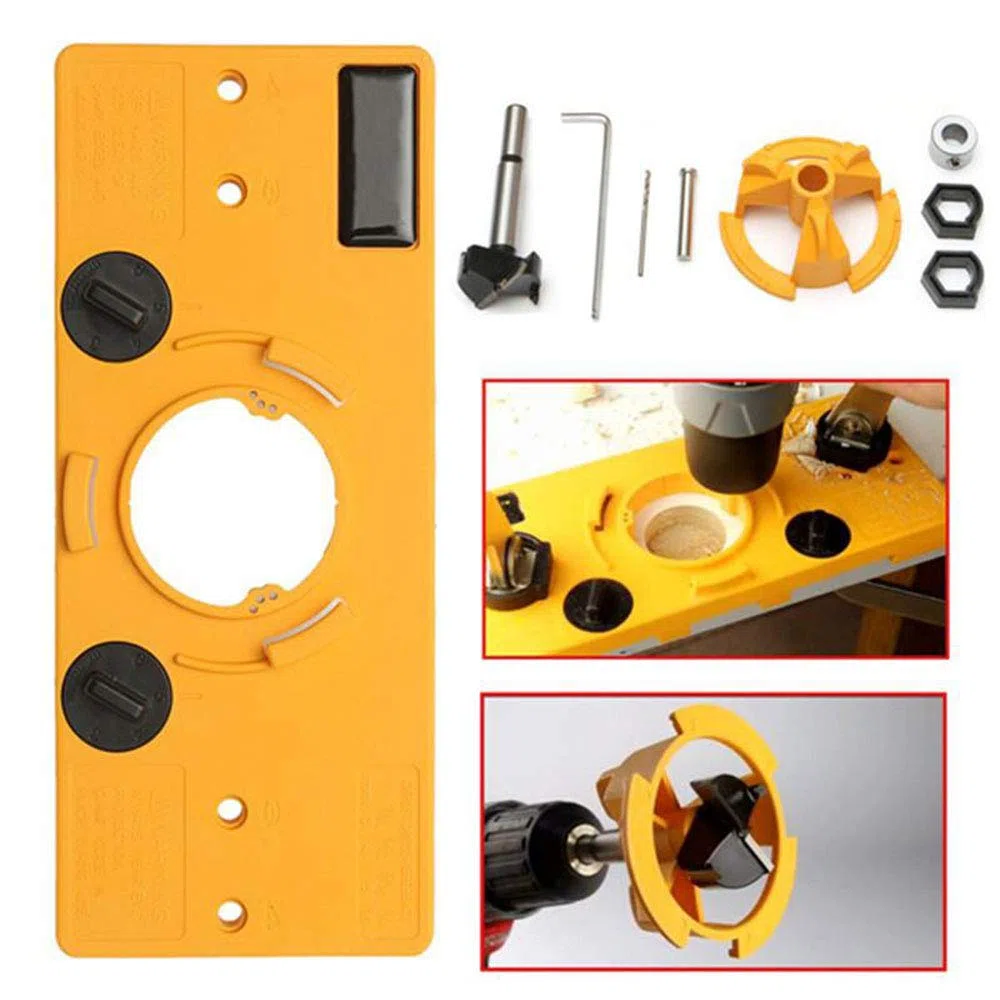 Dima per Fori a Tasca 35mm,Set di Guide per Cerniera Trapano Nascosta a Tazza Serie Fori Strumenti di Lavorazione del Legno Fai da Te