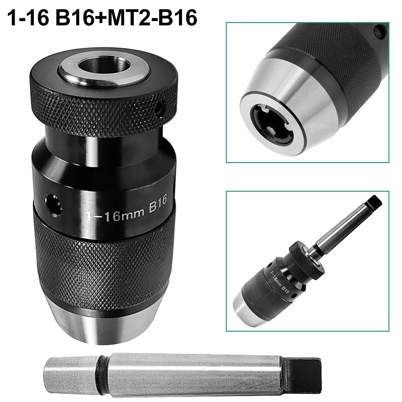 Acciaio Mandrino Trapano, Mandrino per Trapano, Mandrino Autoserrante per MT2 -B16 MK2 da 1-16mm, Mandrino a Colonna con Pergolato per Trapano Tornio