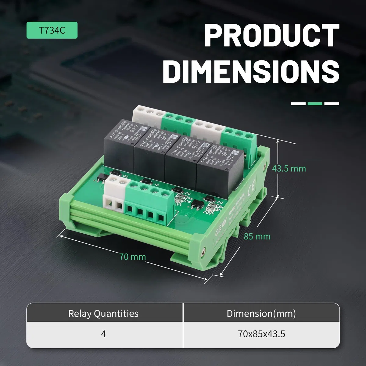 GEYA Modulo relè 4 canali 1SPDT Modulo relè di interfaccia 24VDC/AC (FY-T734-24VACDC)