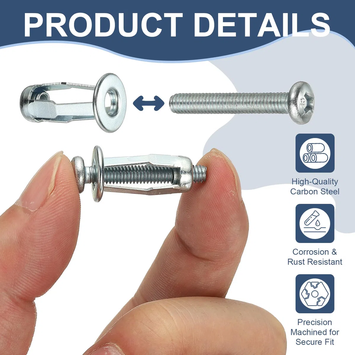 M METERXITY Set di 5 dadi di ancoraggio per porte cavi M8 x 21, dadi a petalo a espansione per pareti cave/rivestimenti in alluminio/tubi in acciaio/lamiere di ferro/pannelli di plastica [tono argento