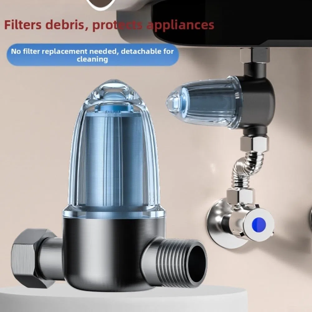Pre-filtro per scaldabagno, indicatore luminoso integrato per bagno, accessori anticalcare, utilizzato in cucina e bagno (grigio (1019-2))