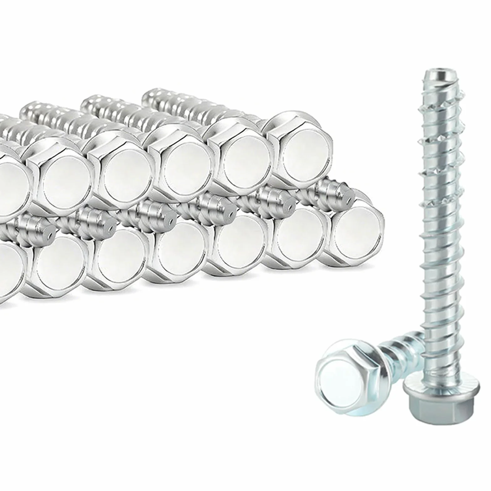 ORTAVA Viti per calcestruzzo testa esagonale M10 x 80, 20 pezzi viti per calcestruzzo zincate con disco per muratura, cemento, architettura, industria.