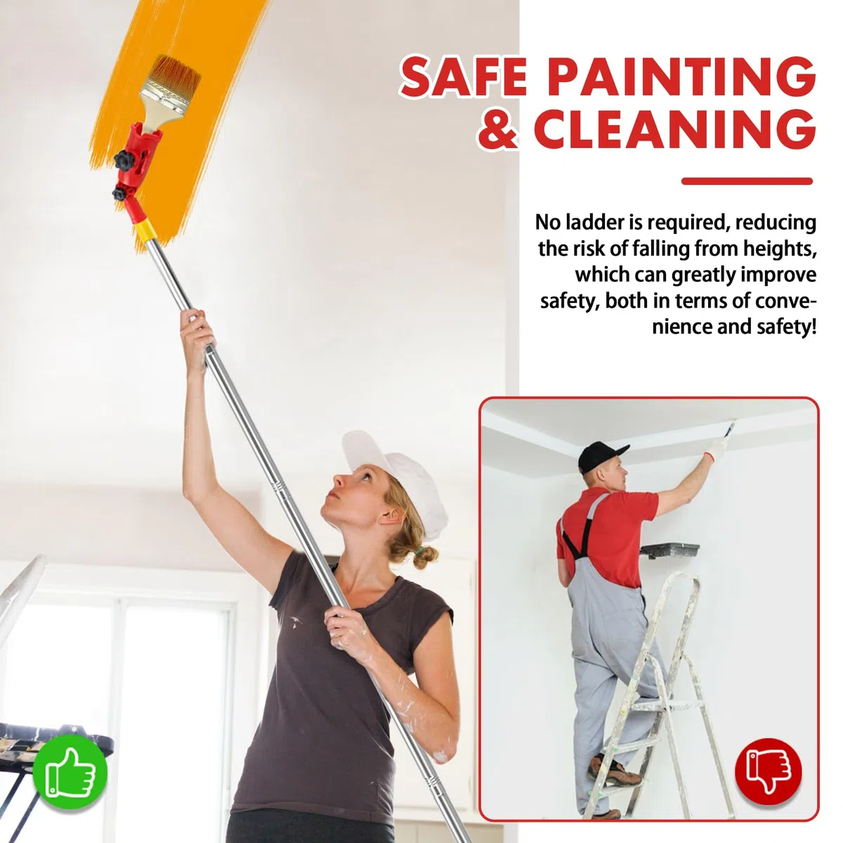 Estensione del pennello multiangolo, estensione del pennello colorato, Multi Angle Paint Brush Extende, rullo di prolunga retrattile per soffitti alti, pareti ornamentali e angoli