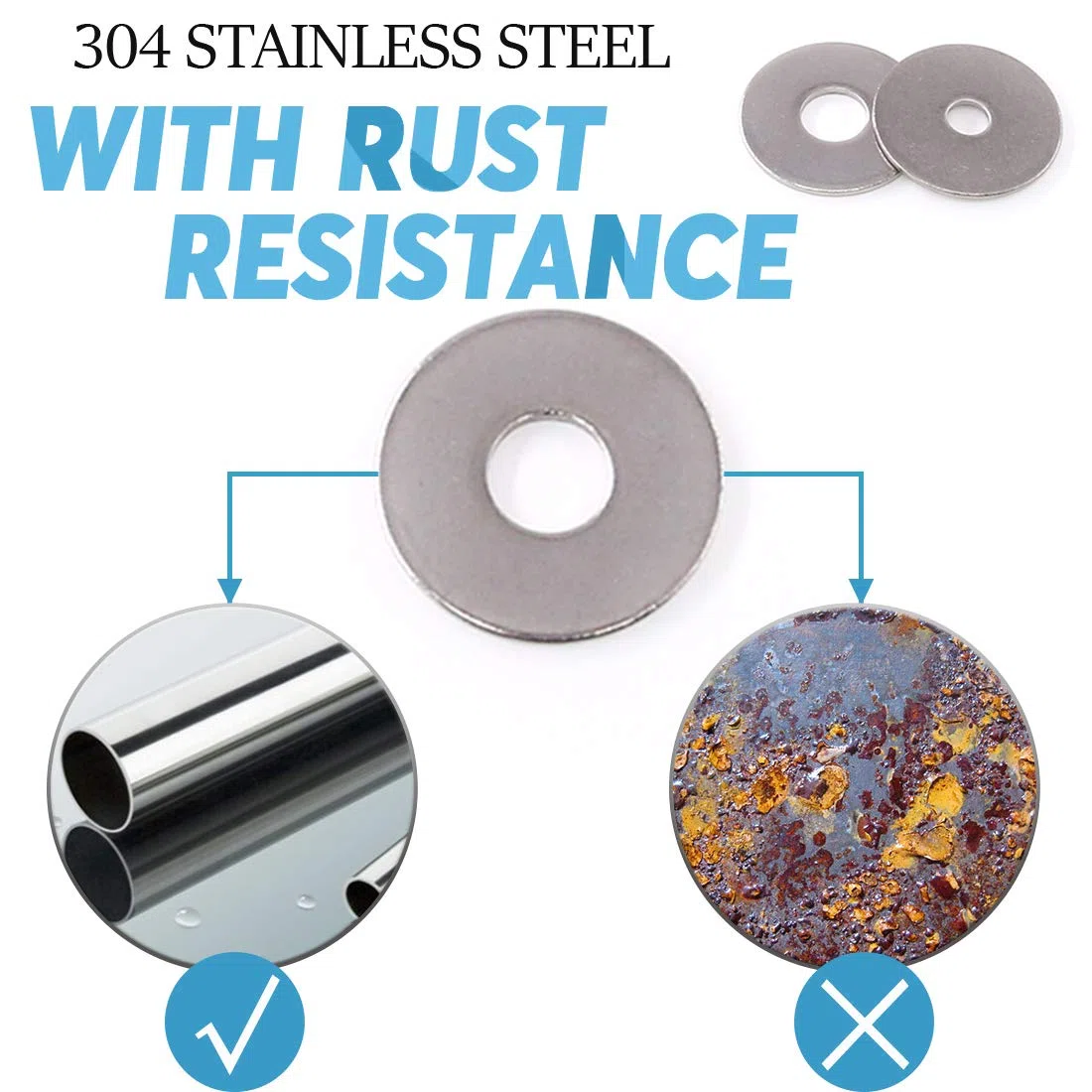 Glarks Set di 175 rondelle in acciaio inox 304 per parafango di grandi dimensioni -M3, M4, M5, M6, M8, M10, M12