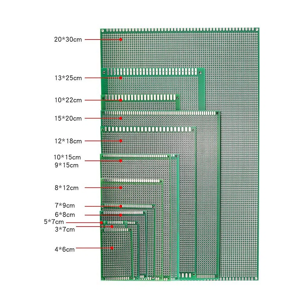 Kit prototipo PCB a Circuito Stampato Universale a Doppia Faccia, Scheda Proto per breadboard di Saldatura Fai-da-Te 5PCS,Verde,15x20CM