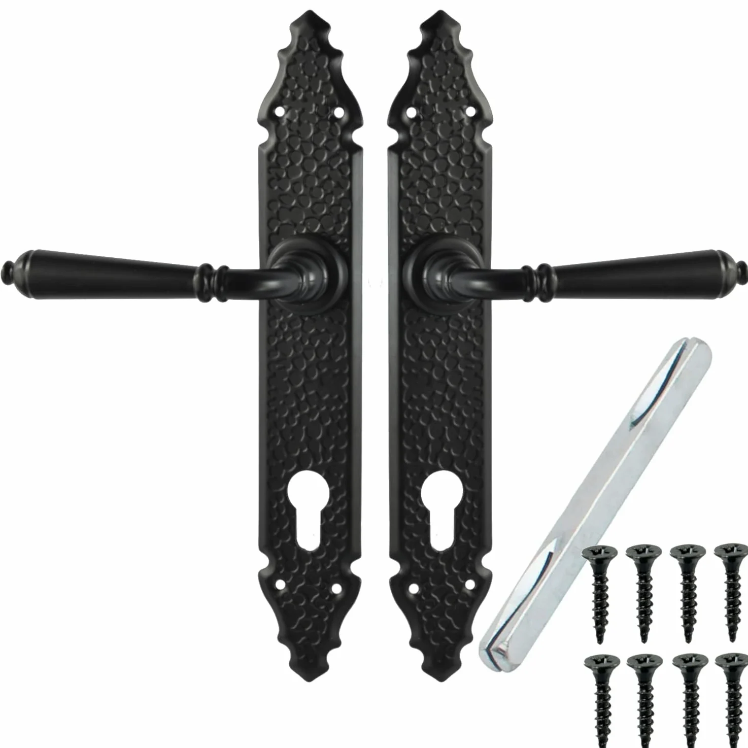Maniglia per porta, set di maniglie L 92 PZ cilindri profilati per porte interne, porte della camera, nero opaco, maniglia per porta BB WC