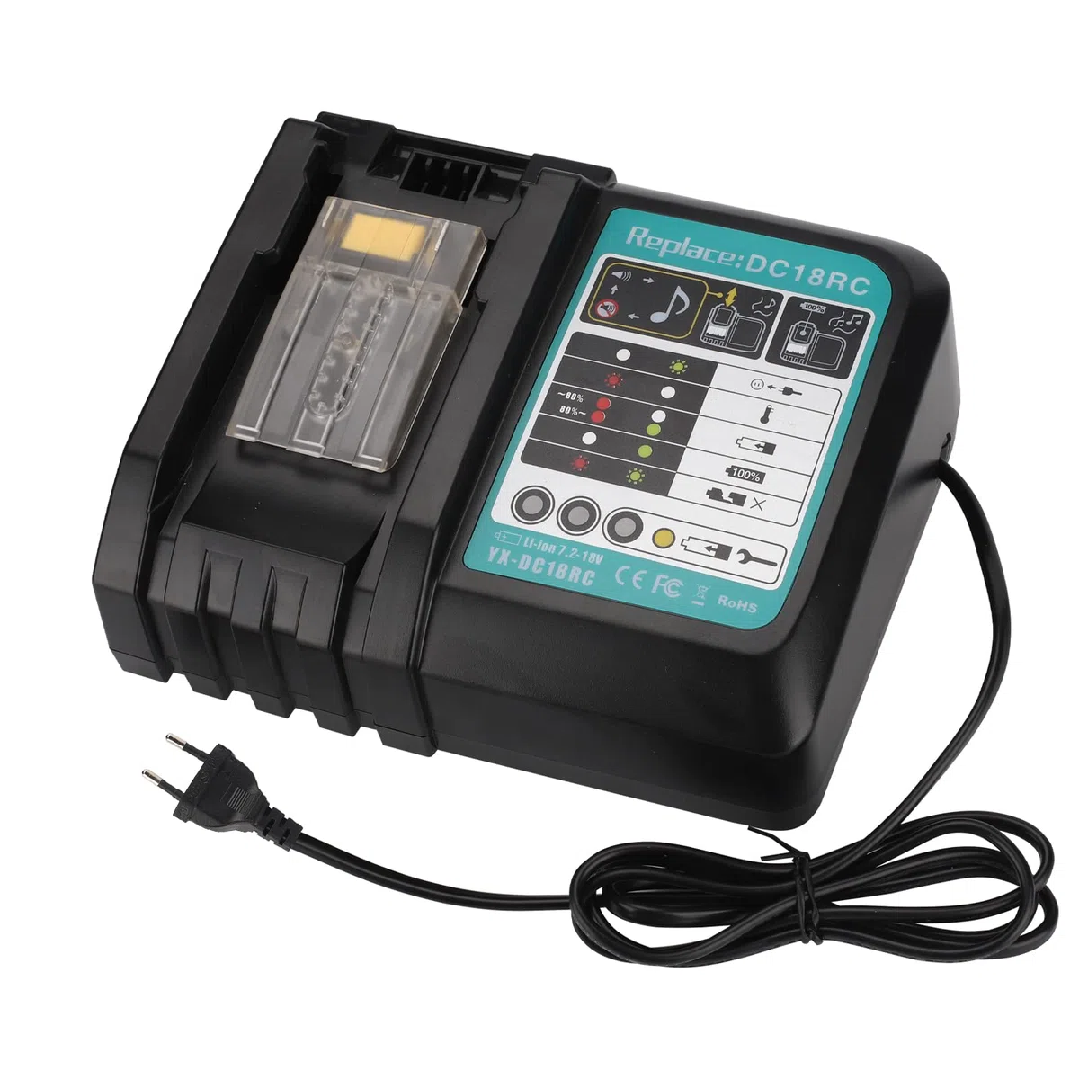 Caricatore da 3 A per batteria Makita 18 V, DC18RC 14,4 – 18 V, per BL1850/BL1860B/BL1830B/BL1840B, batteria Li-ion, ricambio per DC18SF/DC18RD/DC18RA (spina UE)