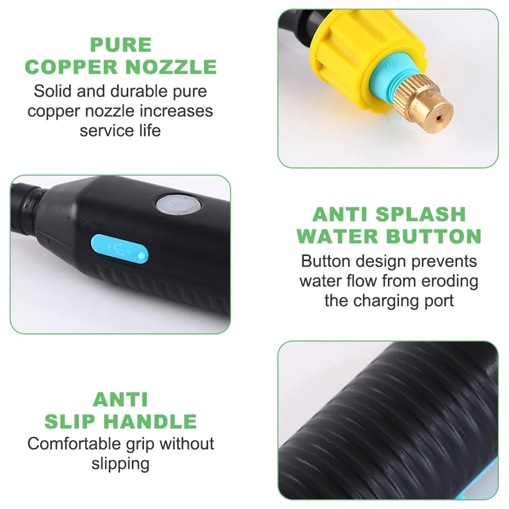 Pompa Irroratrice a Batteria, Afenau 2400mAh Nebulizzatore a Batteria con 3 ugelli Regolabili e Tubo Flessibile da 5 M, Irroratore a Batteria, Spruzzatore Elettrico da Giardino per Pulizia del Cortile
