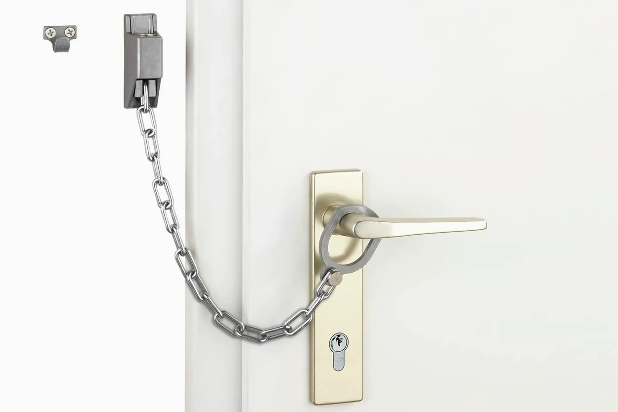 WENKO Catena di sicurezza per porta, Metallo zincato, 30 x 7 x 2.5 cm, Argento opaco
