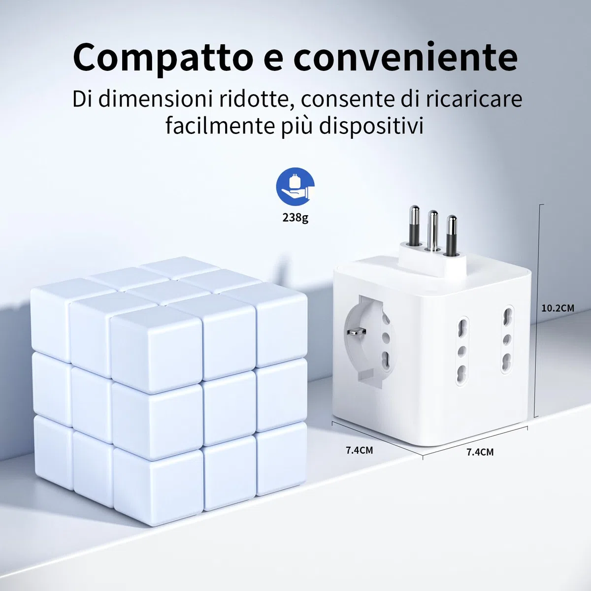 Ciabatta Elettrica Multipresa con 4 Prese Universali 10/16A ITA e Schuko, Ciabatta Multipresa con 2 USB A+2 USB C,Presa Multipla Spina Piatta Salvaspazio con Interruttori per Casa, Ufficio Nero