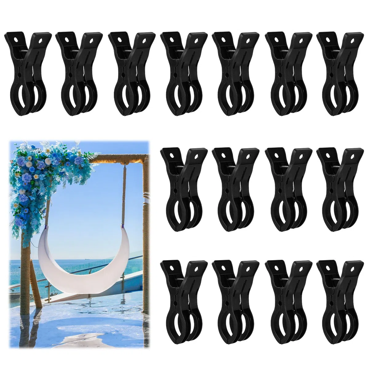 15pz Clip per Arco Palloncini, Clip Ghirlande di Palloncini Premium da 9x5cm Morsetto Impieghi Gravosi per Creazioni di Archi Compleanni Matrimoni Decorazioni (Nero)