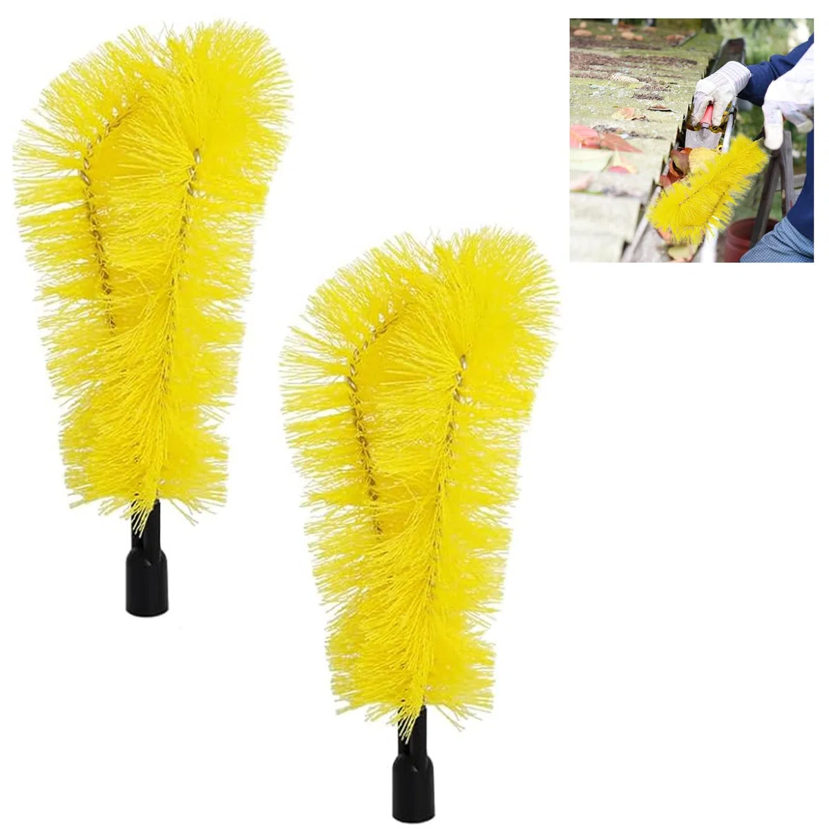 2 pezzi Spazzola per la pulizia della grondaia Gutter Cleaning Brush Strumento per il tetto per Rimuove i residui di foglie 33x15cm