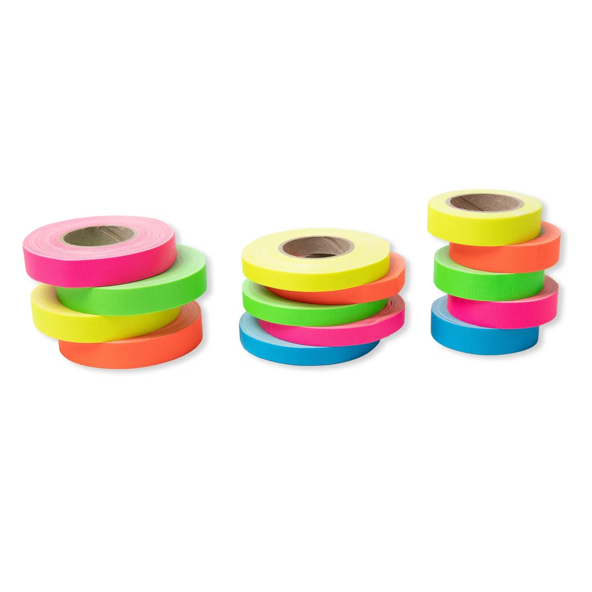 Modulor Nastro in tessuto Gaffa, set di nastri adesivi in tessuto rivestito in PE, altamente adesivo, con adesivo in gomma di alta qualità, 4 rotoli da 15 mm x 12,5 m, giallo, arancione, verde, rosa