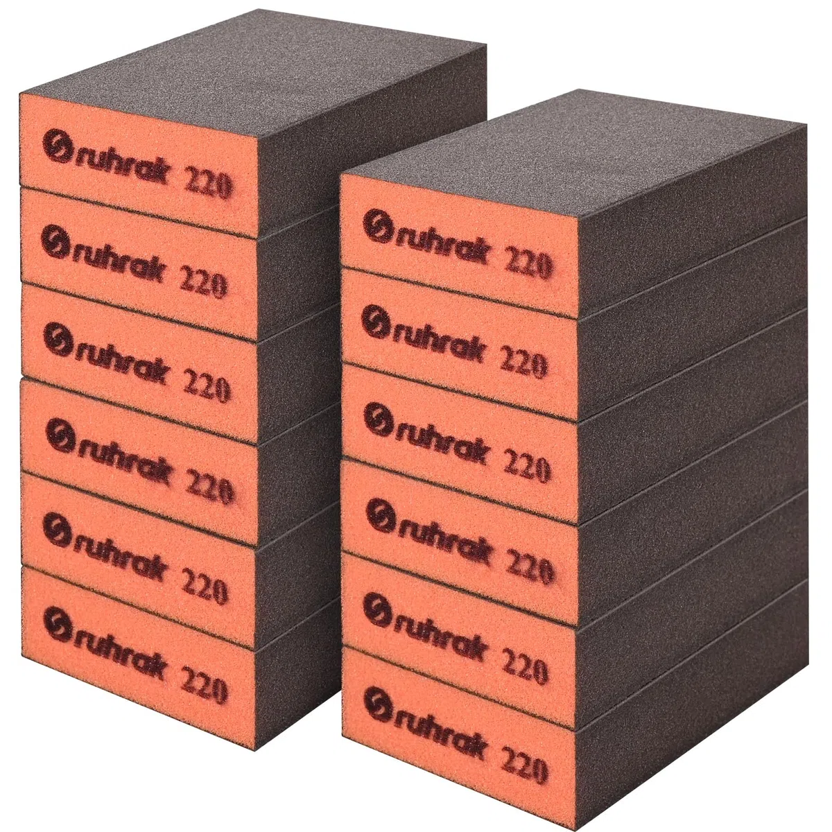 Blocco Abrasivo 12 Pezzi Spugne Abrasive Dure, Grana 220 Tamponi Abrasivi Riutilizzabili Bagnati e Asciutti per Legno, Plastica, Cartongesso e Metallo Polis