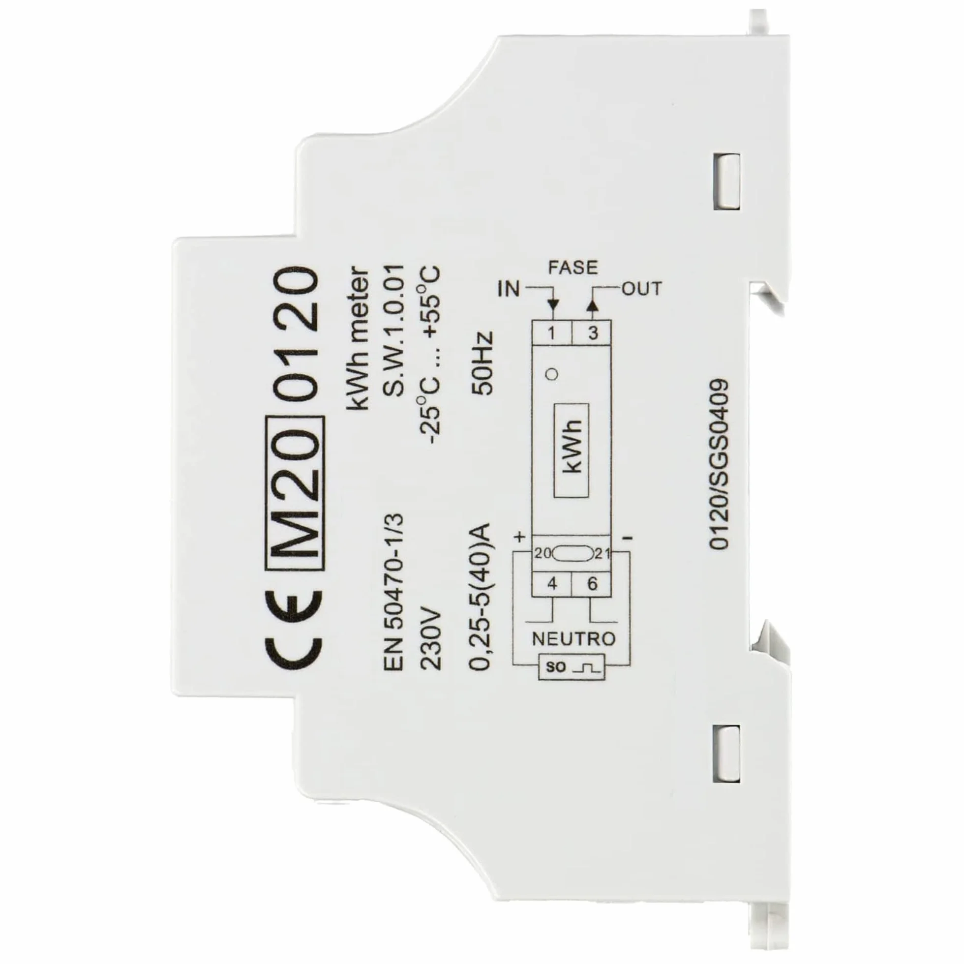 Contatore Energia Elettrica Monofase 1 Modulo 40A MID Illuminato DIN TH-35mm, Contatore a Defalco/Contatore di Sottrazione