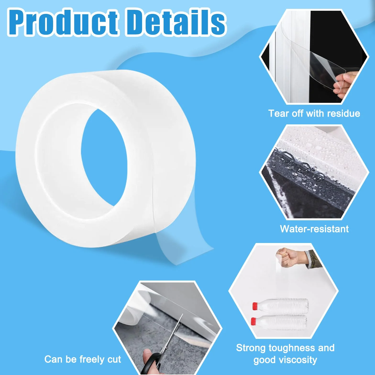 Nastro Sigillante Impermeabile Isolante per Porte Finestre 7 cm x 10 m Guarnizione Finestra Autoadesiva Striscia di Tenuta Trasparente Nastro Paraspifferi Resistente alle Intemperie