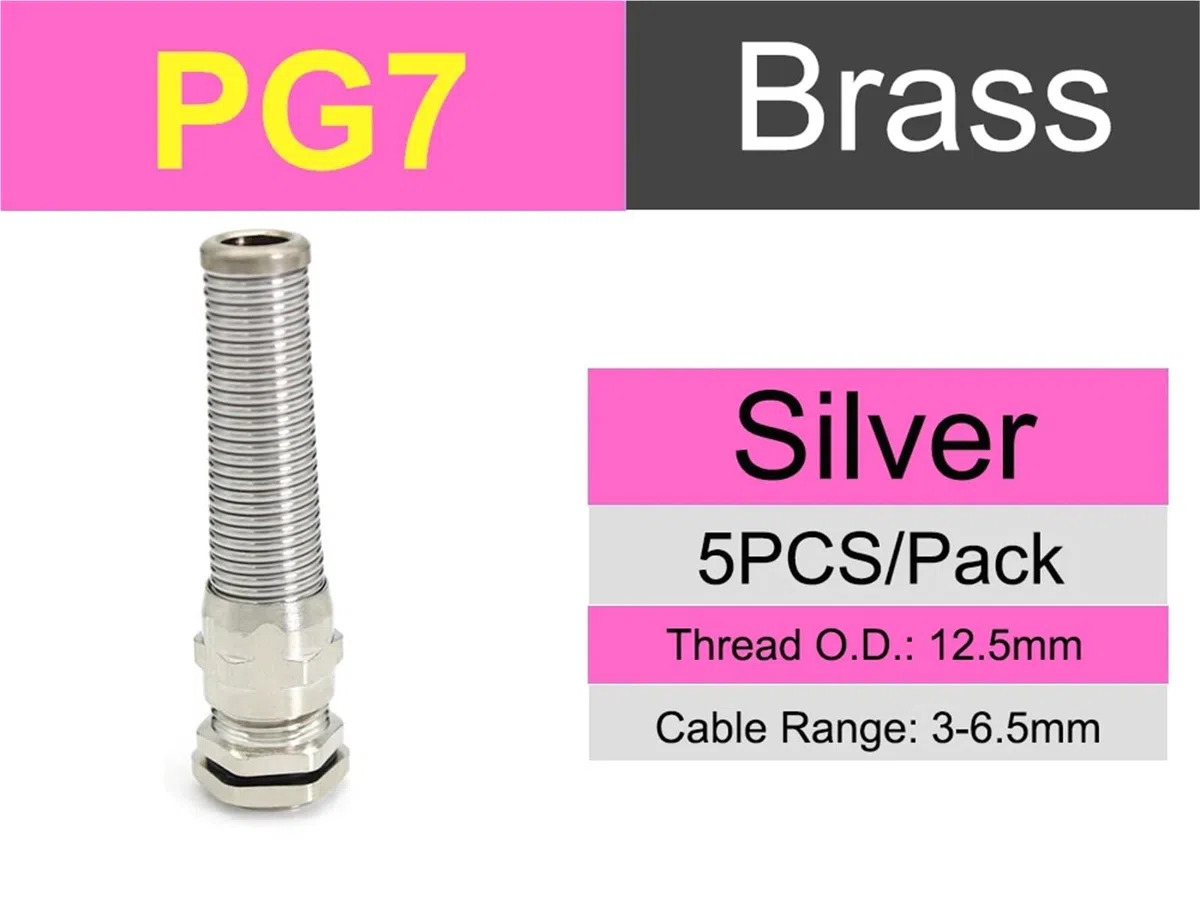 Pressacavi Metallici Pressacavo flessibile in metallo M20 M22 M24 M25 PG16 PG13.5 con protezione a molla a spirale(PG7(3-6.5mm)-5pcs)