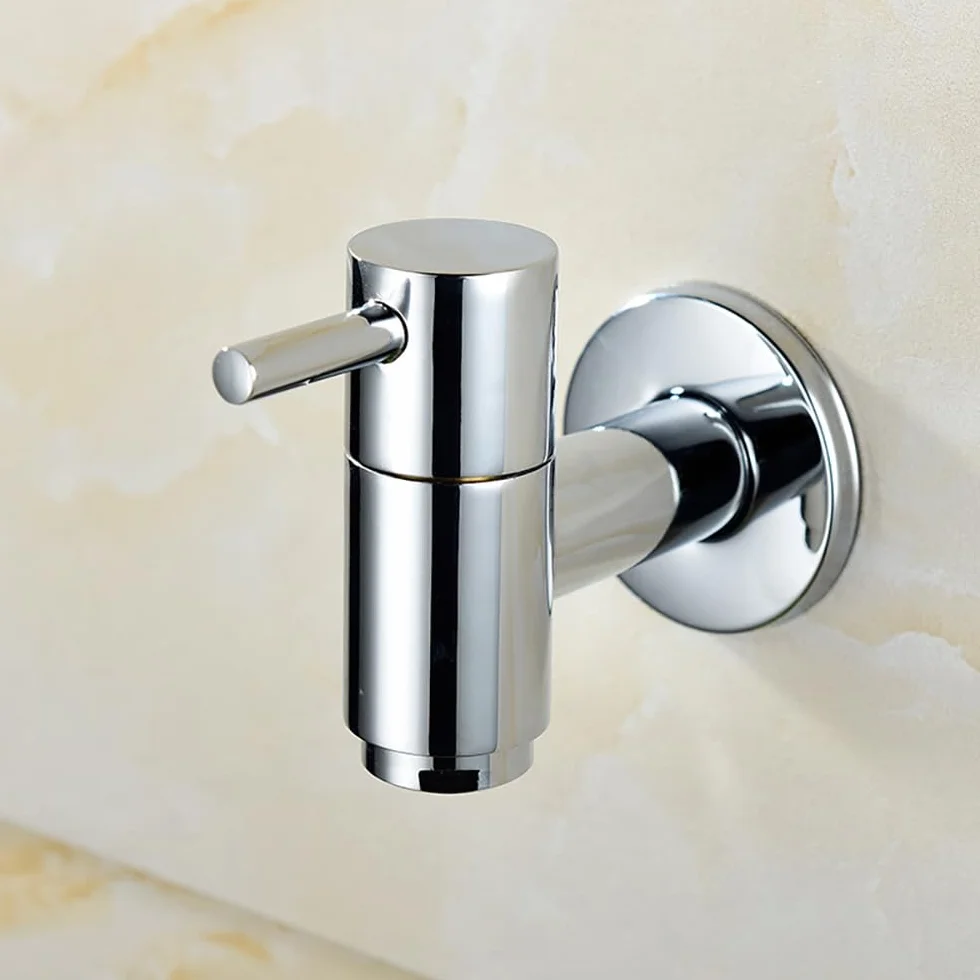 Rubinetto Montato a Parete in Ottone Cromato per Giardino Esterno, Balcone, Mocio, Lavello, Rubinetto per Acqua Fredda, Rubinetti per Bagno e Lavanderia