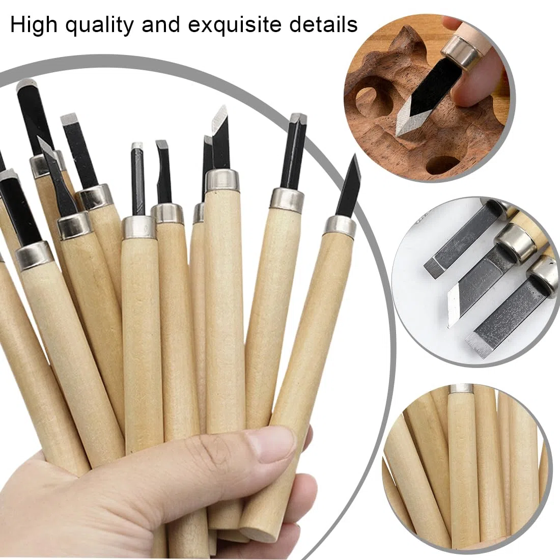 12 pezzi Kit di sgorbie per legno,legno da intaglio,strumenti per intaglio del legno,Scalpelli per intaglio professionali Coltello Manico intaglio sculture Esperti di carpentieri Principianti