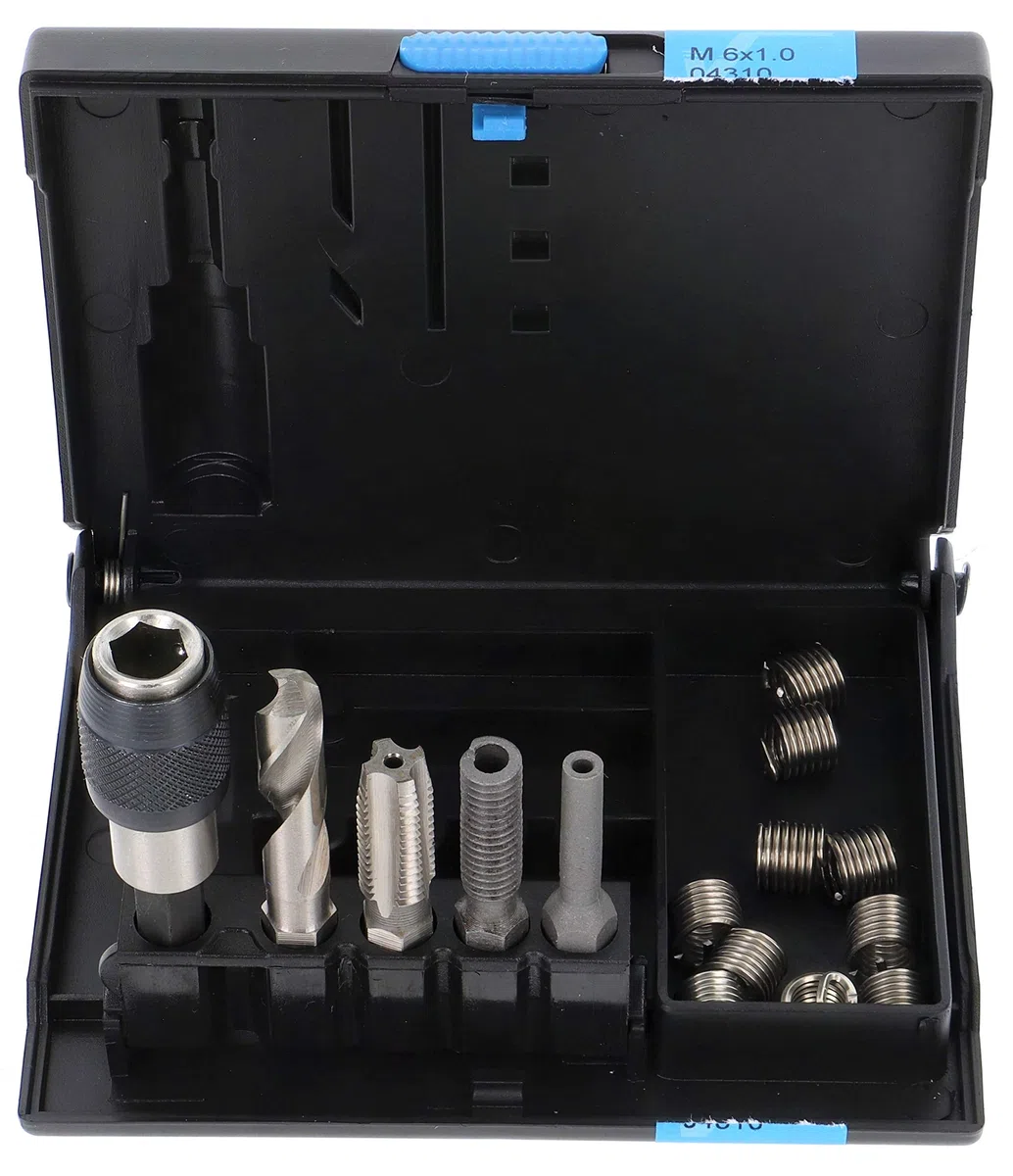 V-Coil - Kit di riparazione rapida per filetti, utensili dotati di codolo esagonale da 1/4", 6 x 1 mm