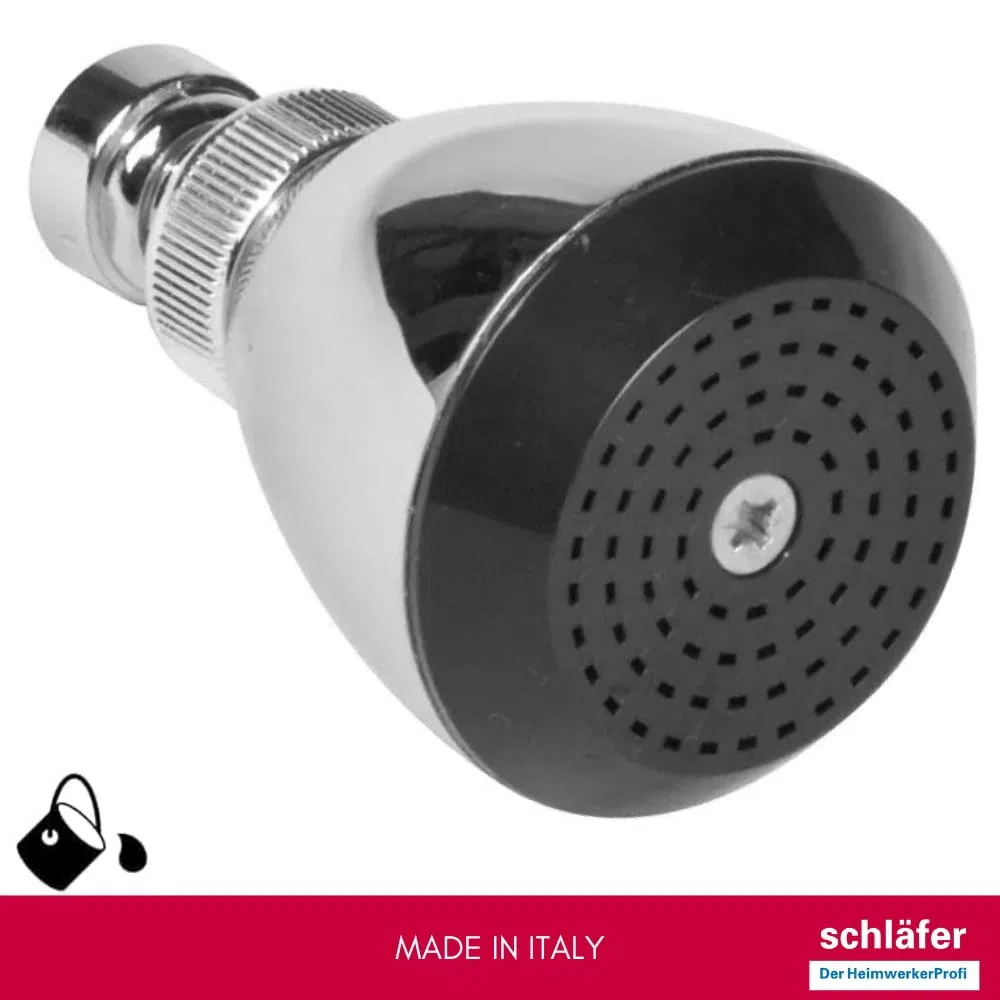 Schläfer 134110 | Soffione Doccia Universale, Cornetta Doccia 6 cm, Getto a Pioggia ad Alta Pressione, Soffione Ø 62mm, Ideale per Doccia Bagni e Piscine Pubbliche, Snodo Regolabile Universale G 1/2