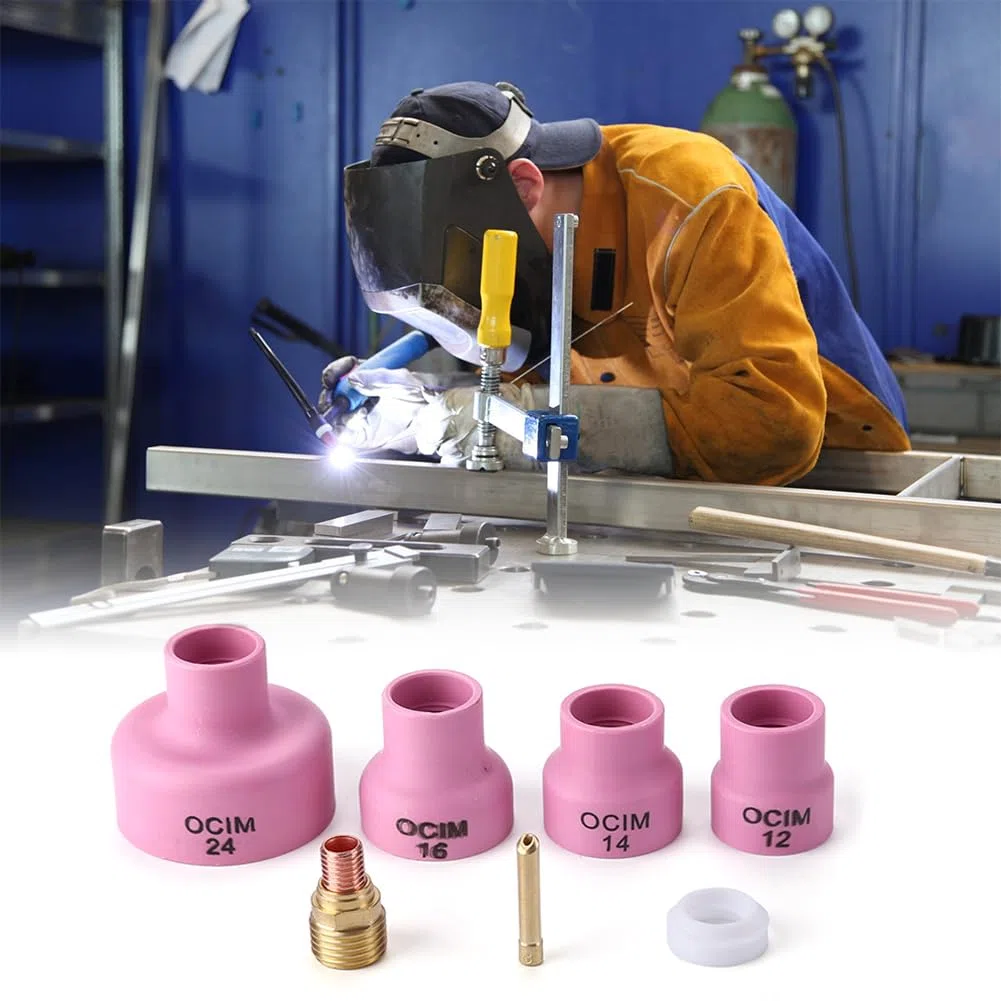 Set Di Tazze per Saldatura In Ceramica, Kit Tazza Tig In Ceramica Rosa Set Coppette Ceramica Allumina Set Per Torcia Altre Attrezzature e Accessori Per Gas Wp-17/18/26 1,6