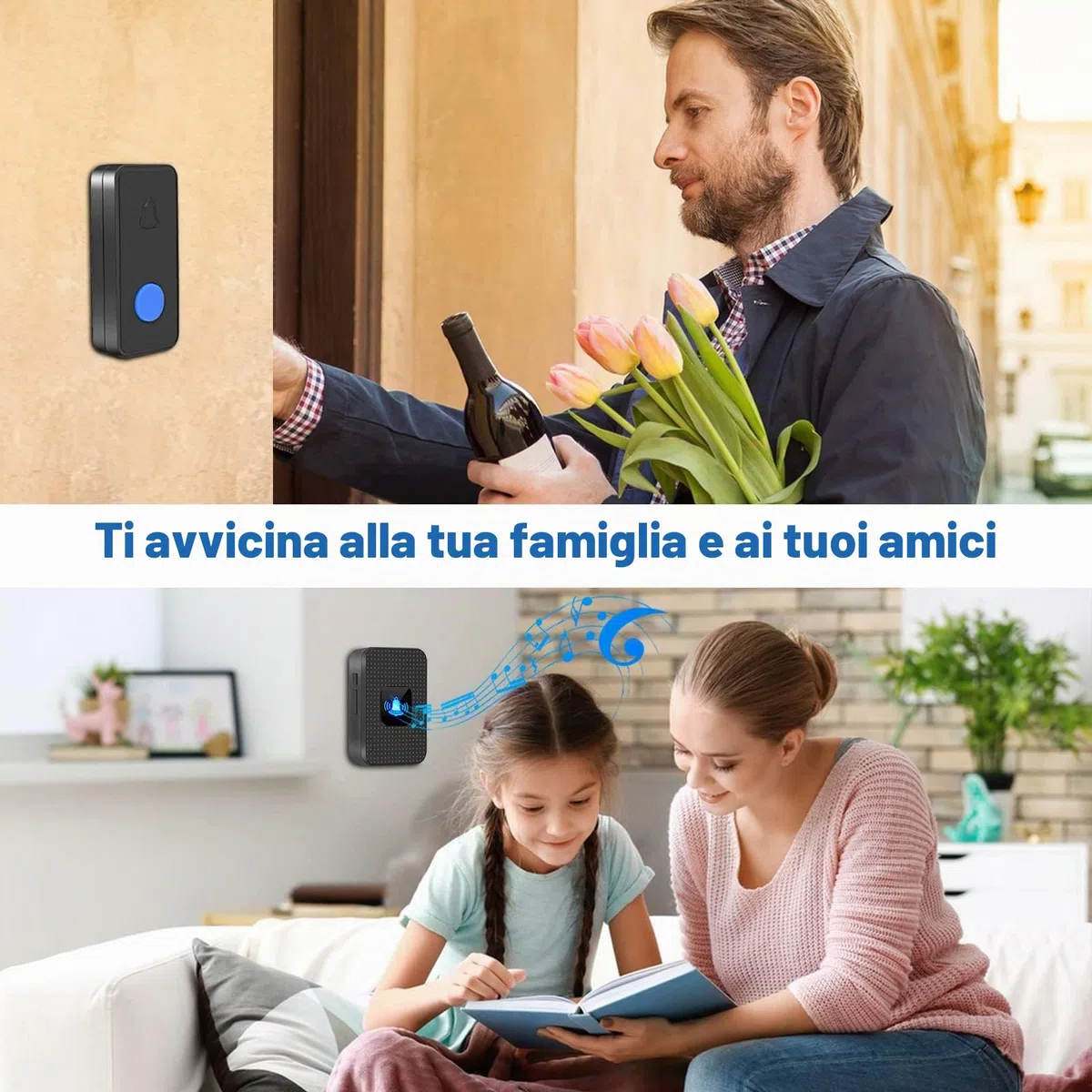 Campanello Senza Fili da Esterno, Campanello Wireless Impermeabile IP55, 55 Suonerie, 5 Volume Regolabile, Indicatore LED, Portata 300M, Wireless Doorbell per Casa Ufficio Ristorante Govee Anziani