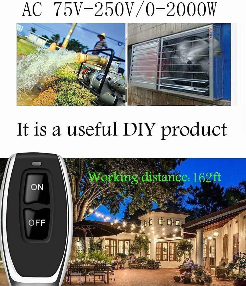 DieseRC Interruttore luce telecomando senza fili 433Mhz AC 220V 230V 30A ricevitore relè e 4 trasmettitori Radiocomando per pompa acqua leggera Elettrodomestici Irrigazione agricola