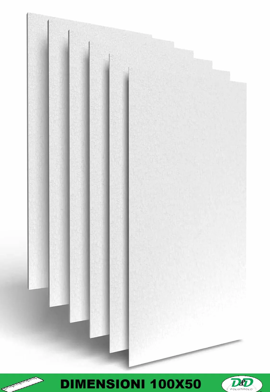 D. & D. Polistirolo (2 lastre H 5 cm) 100 cm x 50 cm, LASTRE POLISTIROLO MULTIUSO, EPS 80
