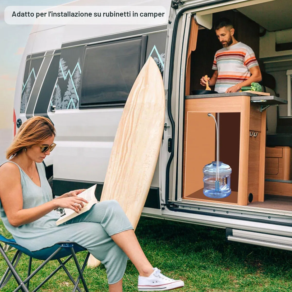 Pompa ad Acqua Sommergibile 12V 600L/H, Pompa Ultra Silenziosa con Tubo in Silicone da 5 m, per Roulotte, Camper, Yacht, Barca ecc.