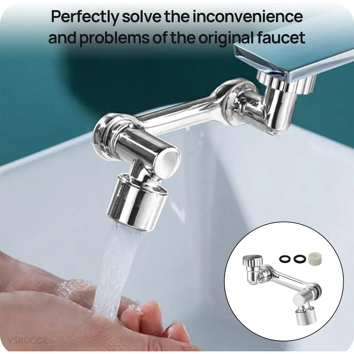 Adattatore per rubinetto di estensione, 1080 gradi, rubinetto di prolunga multifunzione, con adattatore per bagno e cucina