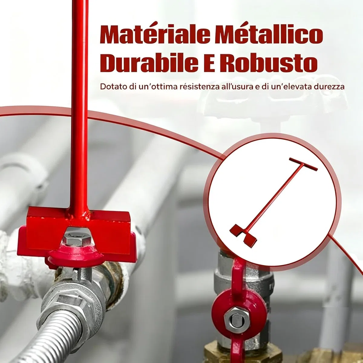 KESOTO Chiave per contatore dell'acqua, chiave di chiusura della valvola, a T, a manico lungo per conduttura principale del marciapiede, 60 Cm