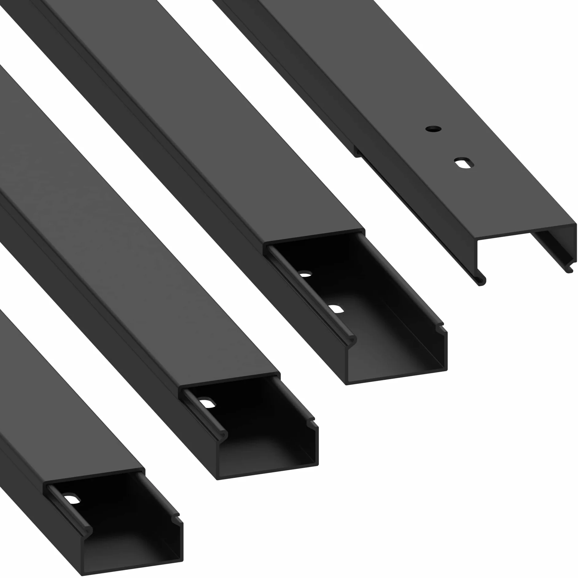 Habengut | canalina per cavi (con fori di montaggio nel pavimento) 15x30 mm, in PVC, lunghezza 4 m (4 x 1 m), nero