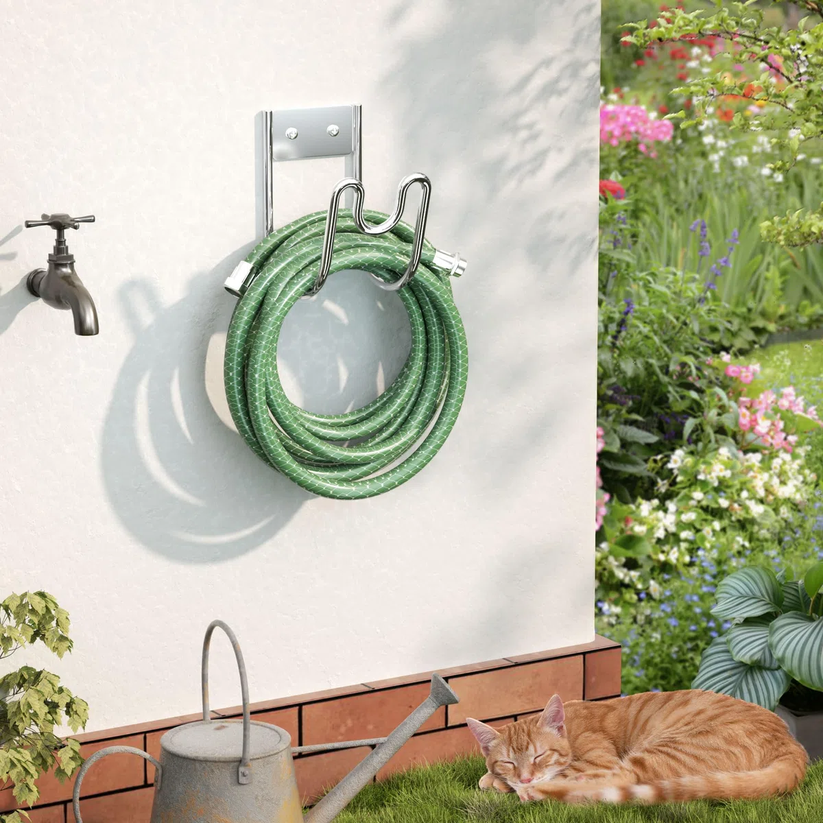 Josmimic Supporto per Tubo in Acciaio Inox 304 – Porta Tubo da Parete per Giardino, Cavo di Prolunga o Aspirapolvere | 1 Pezzo