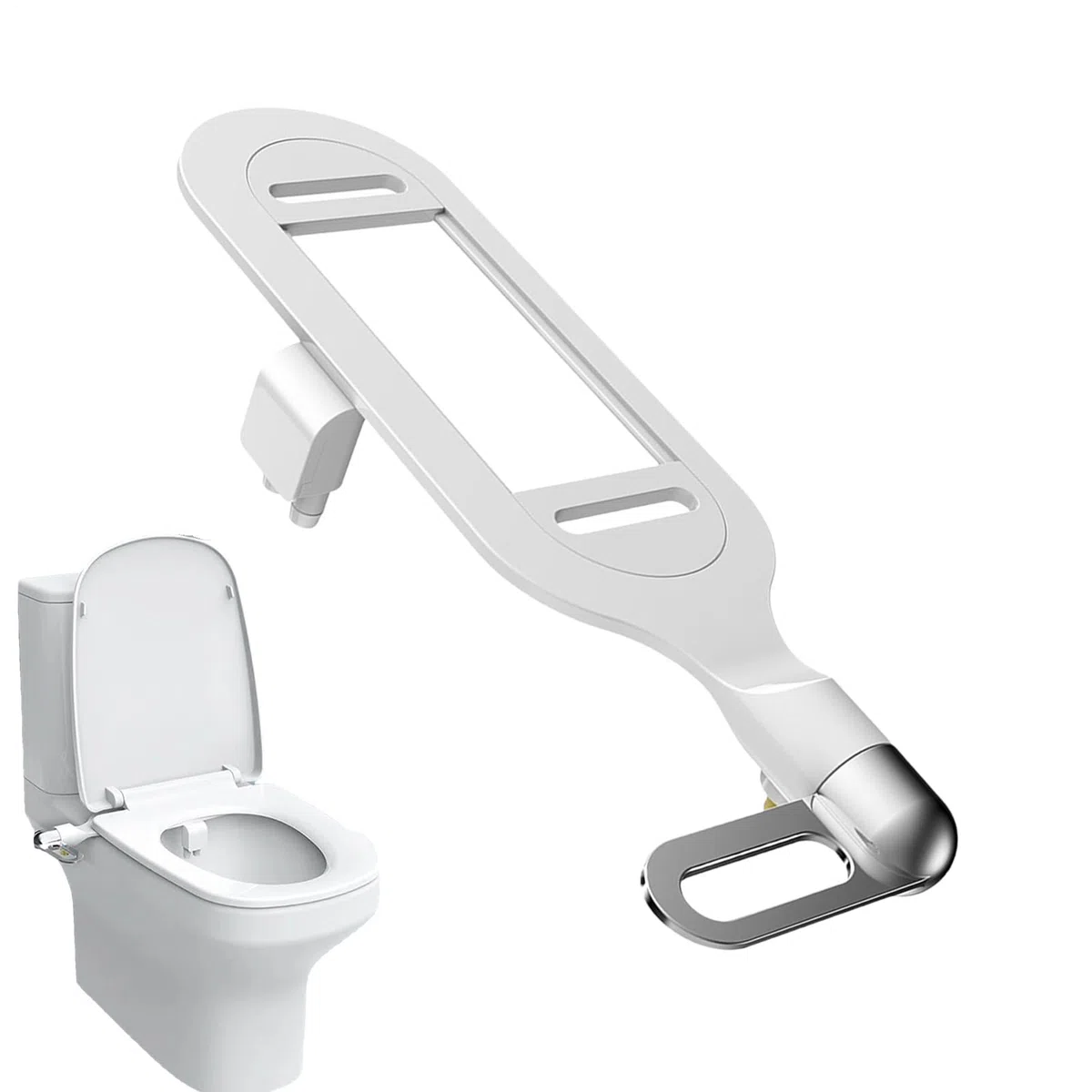 Sedile WC bidet con doppio ugello, sciacquone intelligente, autopulente, acqua regolabile, non elettrico, bidet con spray d'acqua dolce, accessorio per bidet per WC, igiene e comfort