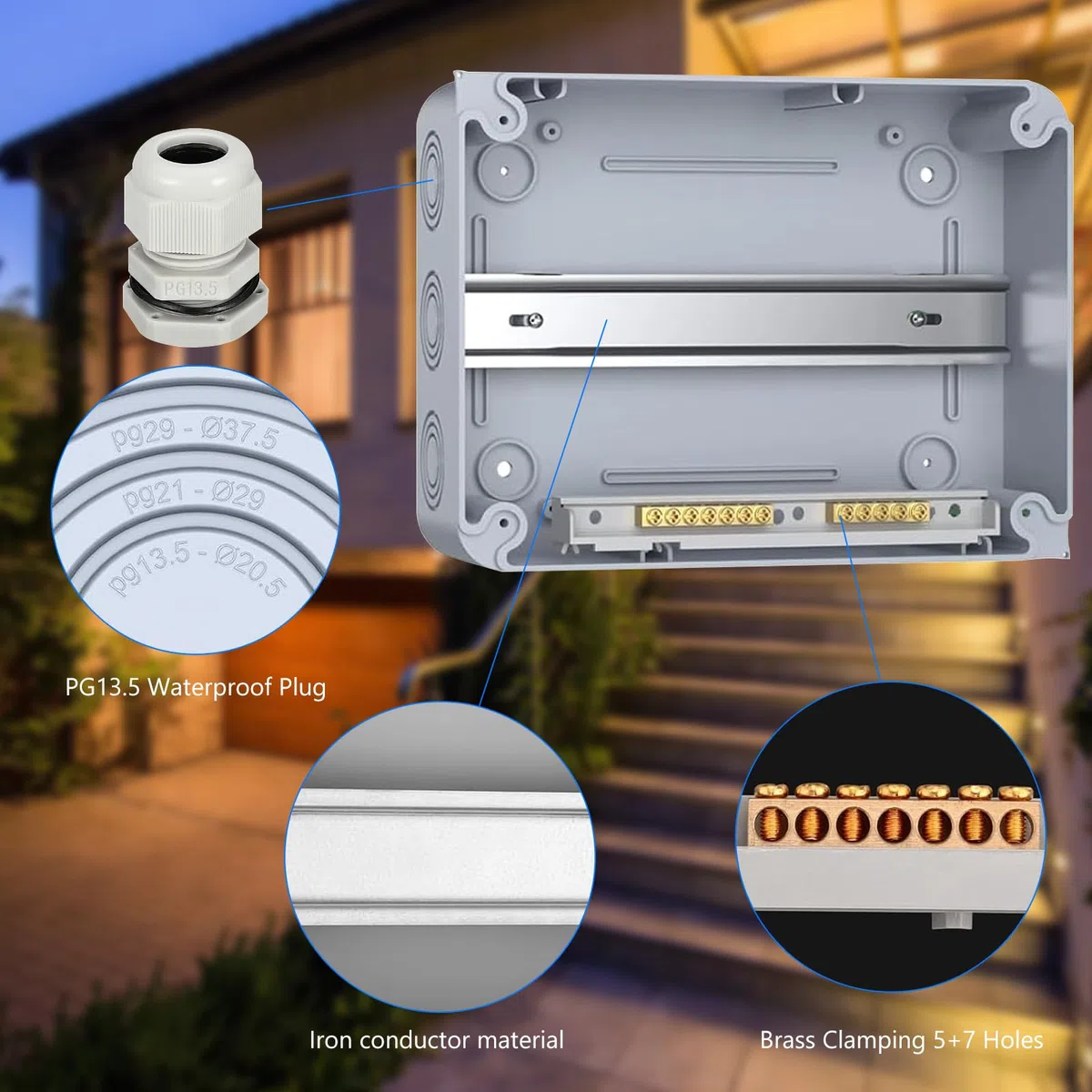 Scatola di distribuzione a parete 1 fila, 12 moduli, scatola di sicurezza Ip65 impermeabile, per fusibili