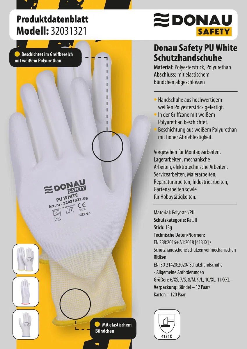 DONAU SAFETY Montagehandschuhe Handschuhe/Größe 10, 12 Paar Guanti da montaggio, taglia 10, 12 paia Unisex - Adulto (Pacco da 1)