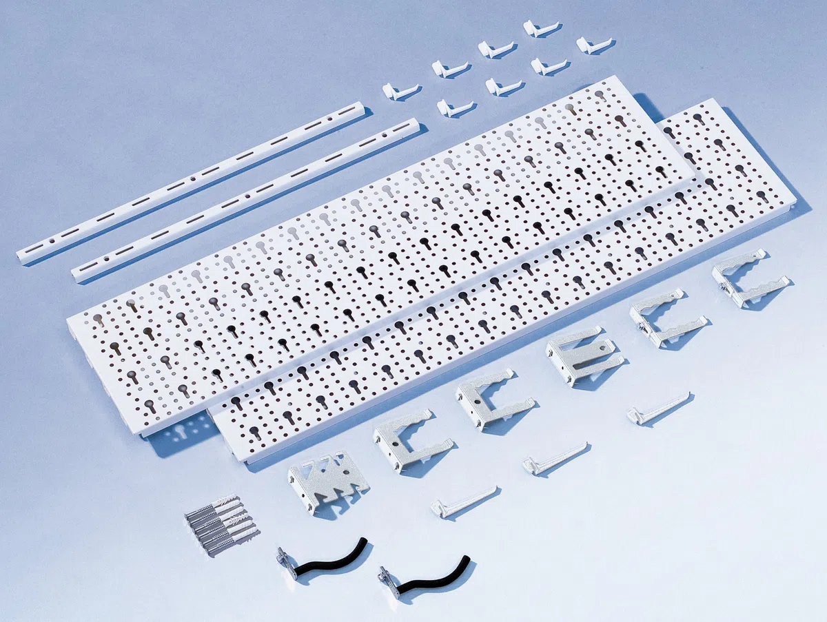 Element System 11300-00000 Parete Attrezzata, Metallo, Piã¹ Kit Portautensili da 18 Pezzi, Inclusi Viti e Tas
