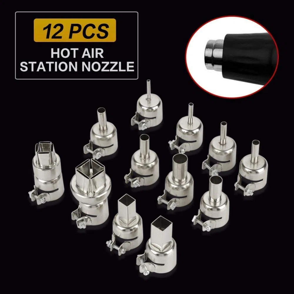 12Pz / Set Kit di Ugelli della Pistole di Calore per Attrezzi di Riparazione di Saldatura a Pistola ad Aria Calda per 850 Stazioni di Saldatura