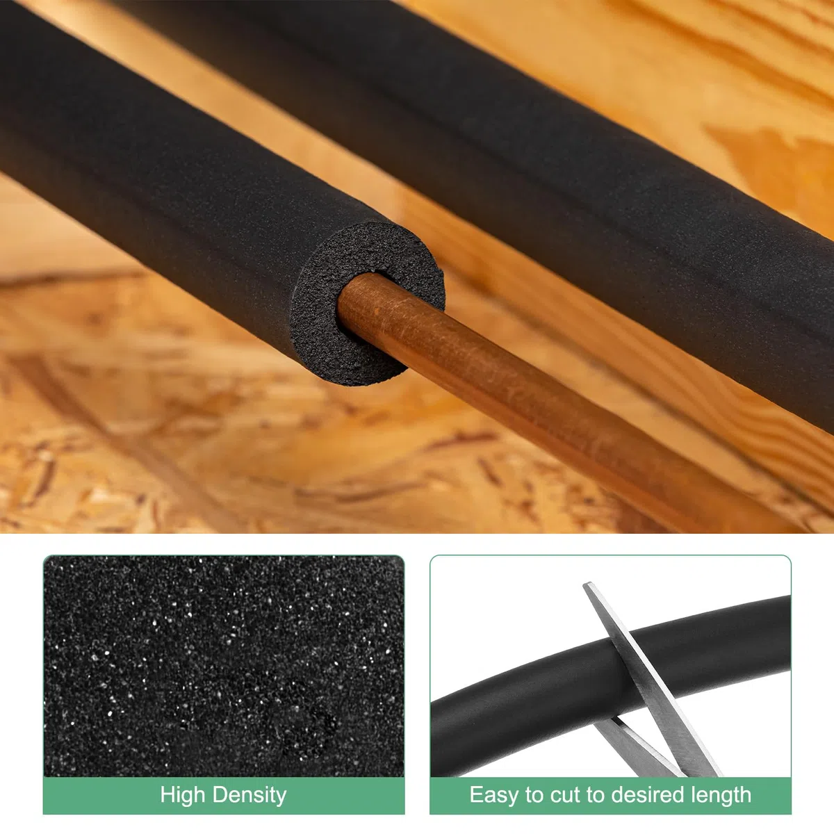 M METERXITY Tubo di Isolamento in Schiuma Tubi, 13mm 1/2" ID 23mm OD 2m Lunghezza, Tubo Schiuma Flessibile Morbido Isolamento per Supporto Maniglia/Supporto Chitarra/Portapacchi Tetto [Nero]