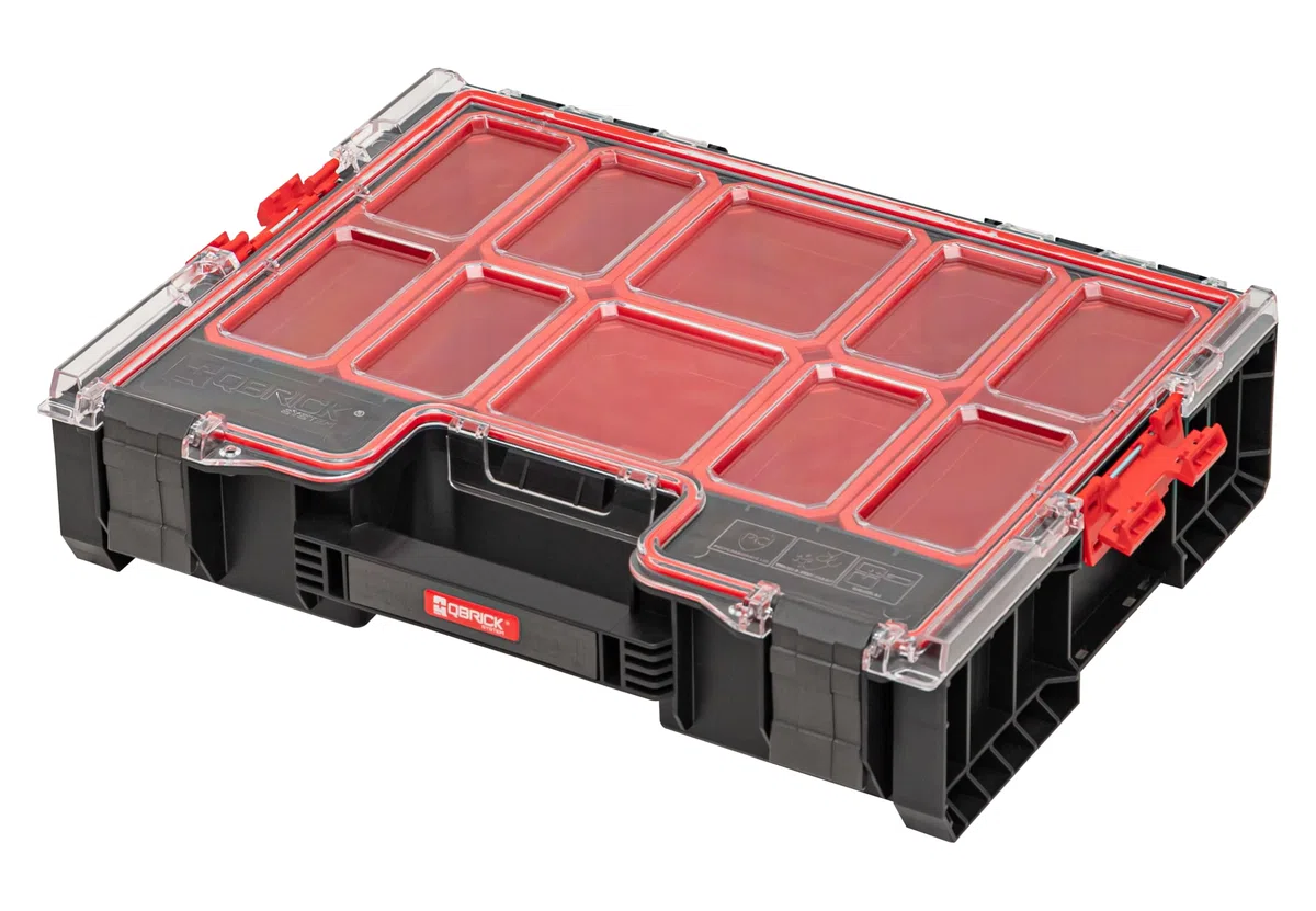 Qbrick System Organizzatore Porta Utensili Vuoto Organizer Scatola Di Assortimento 450 x 358 x 110 mm Nero Rosso PRO Organizer 300