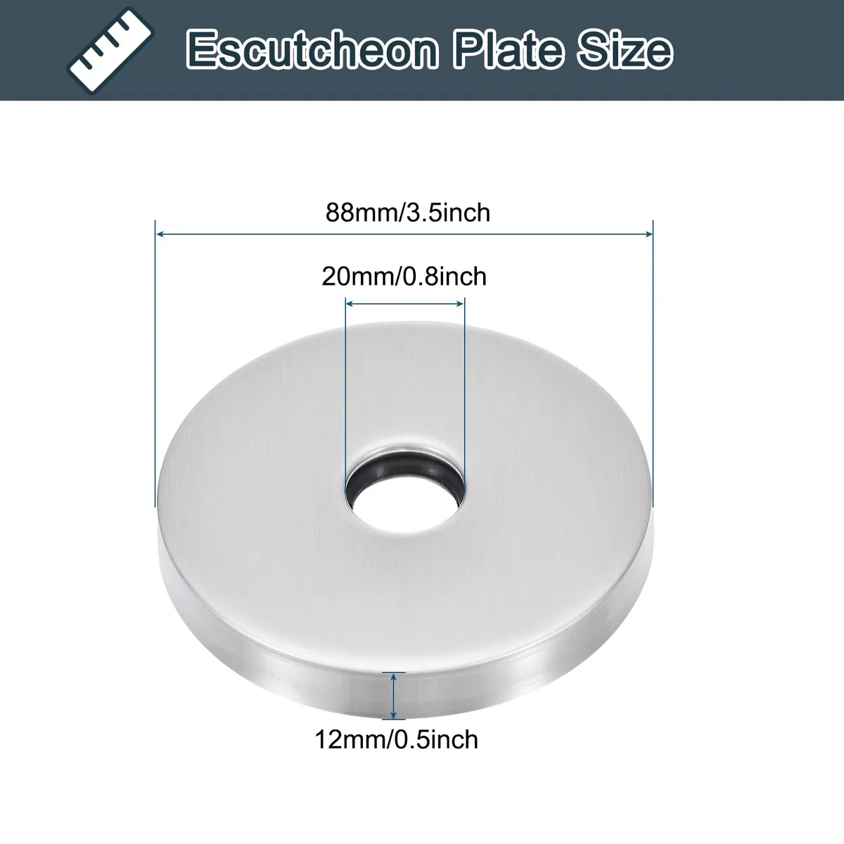 QUARKZMAN Flangia Braccio Doccia Rotonda, Piastra Copertura Acciaio Inossidabile 3.5", Piastra Copertura Lavello per Coprire Spazi e Fori, per Tubi Standard Diametro 20mm Argento Spazzolato