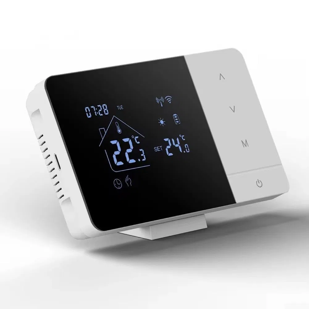 Termostato intelligente per app Tuya, batteria, cavo USB, WiFi, per caldaie a gas, termostato programmabile, regolatore di temperatura, compatibile con Alexa per controllo vocale