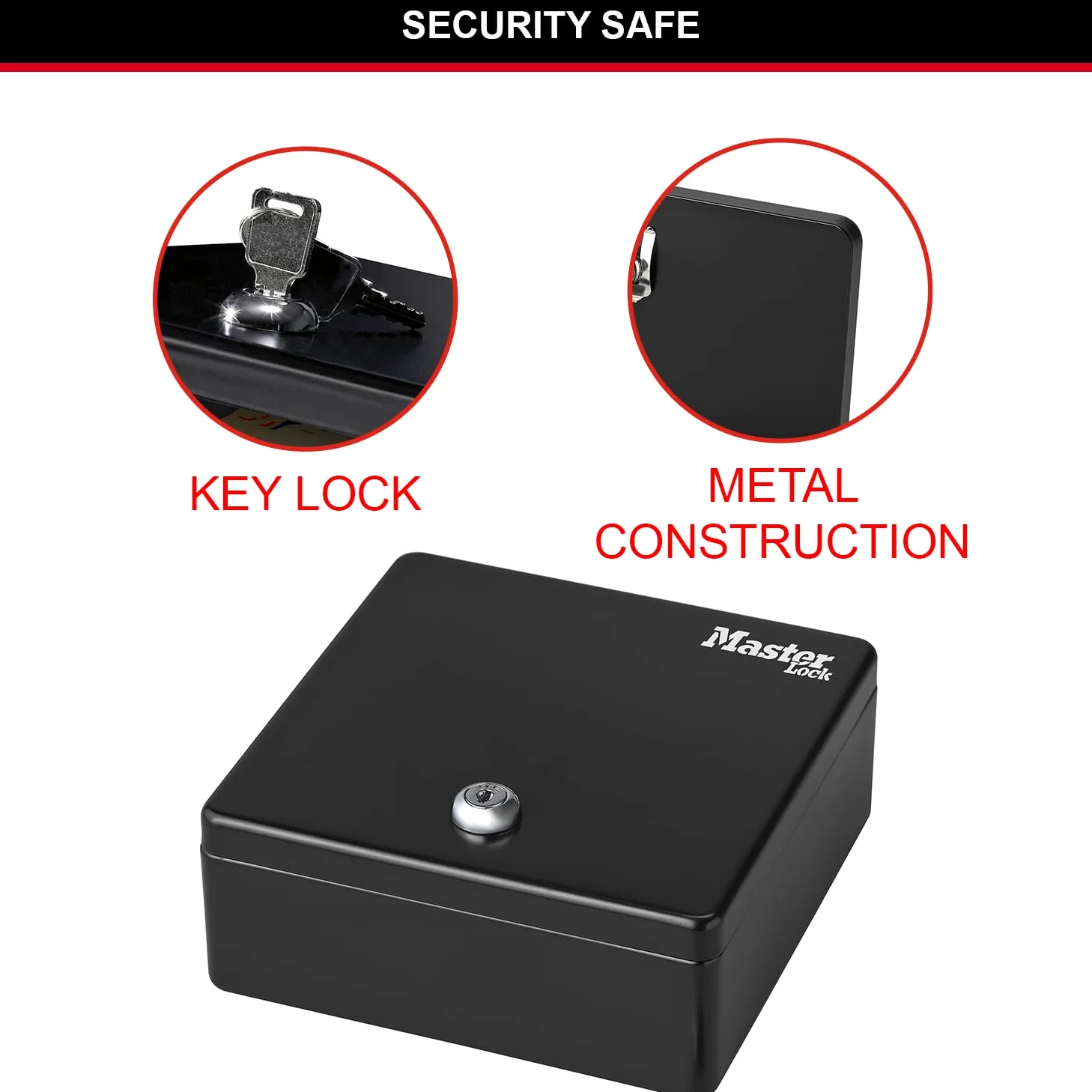 MASTER LOCK Armadietto per Chiavi o Cassetta Portavalori [Sicuro Chiavi o Monete] [Vassoio Porta Monete e Banconote] [10 Gancio per Chiave] KDS1EURHRO