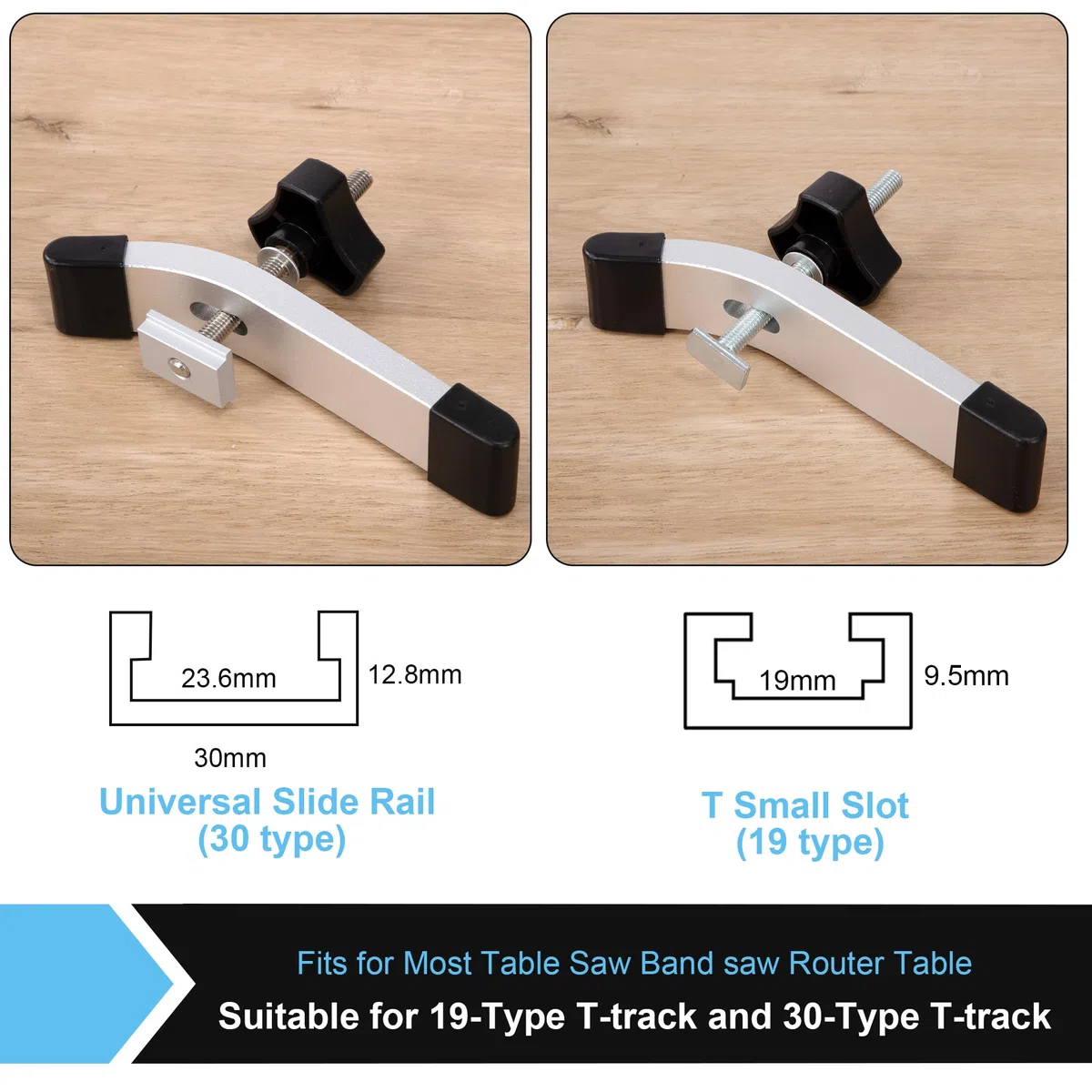 2 Pezzi Morsetti T-Track per Legno, Set di T Track Morsetto di Lega di Alluminio Fissaggio in Metallo a Sgancio Rapido per la Lavorazione del Legno e dei Metalli