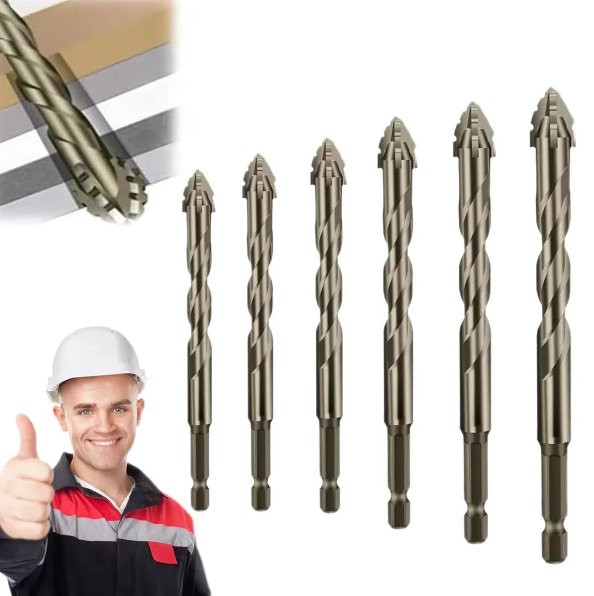 Nuova punta da trapano eccentrica a quattro taglienti con denti di sega, punta da trapano eccentrica seghettata a quattro taglienti, punte da trapano eccentriche con testa (4+5+6+8+10+12 mm)