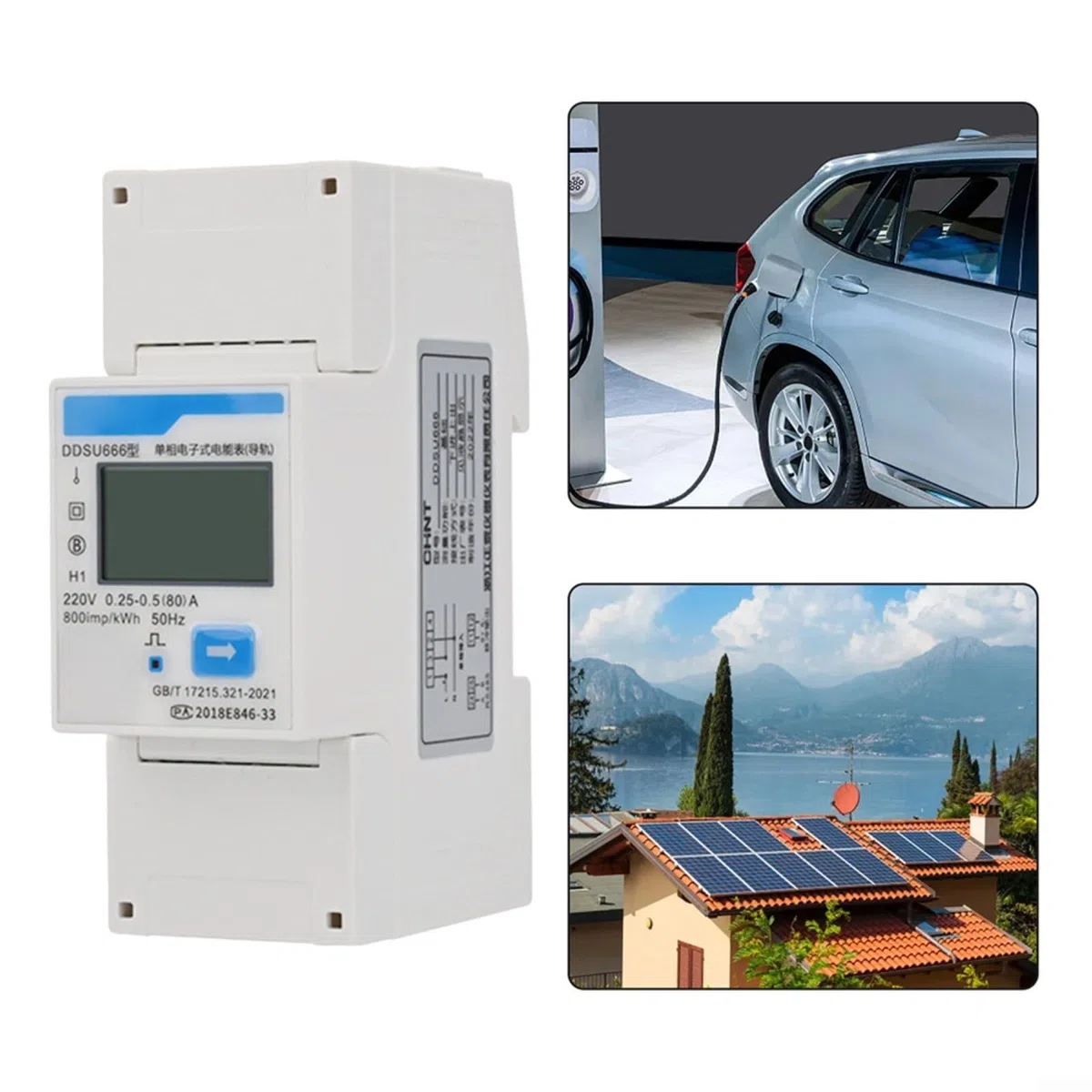 Misuratore di energia intelligente,Misuratore di corrente elettrica,Ferrovia del contatore di elettricità DIN,DDSU666 Meter Elettricità Monofase Rail,DIN RS485 Smart Energy Power